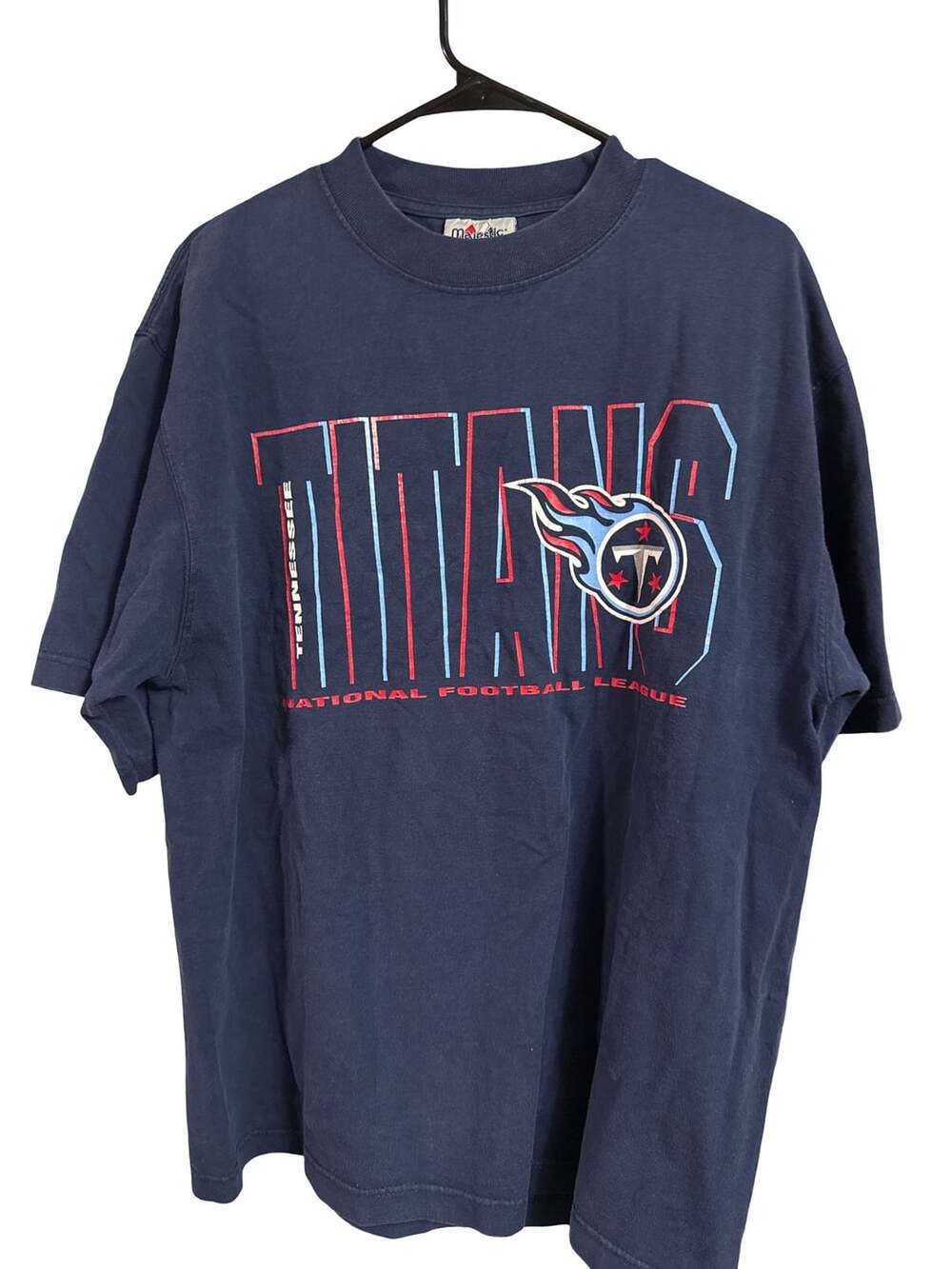 Majestic Tennessee Titans T-Shirt Size Large Vintage Navy Blue NFL